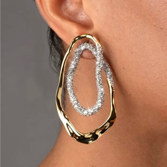 NEW Earrings Crystal Double Loop Hoop Gold Alexis Bittar Solanales STYLE AU24 - Picture 2 of 7
